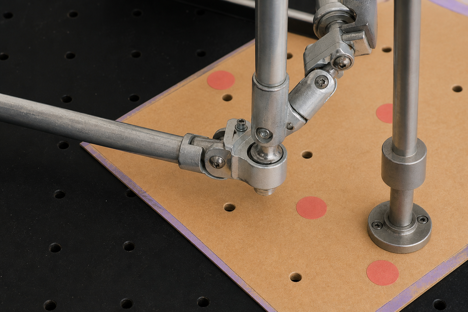 Aluminium armature rig hardware on table