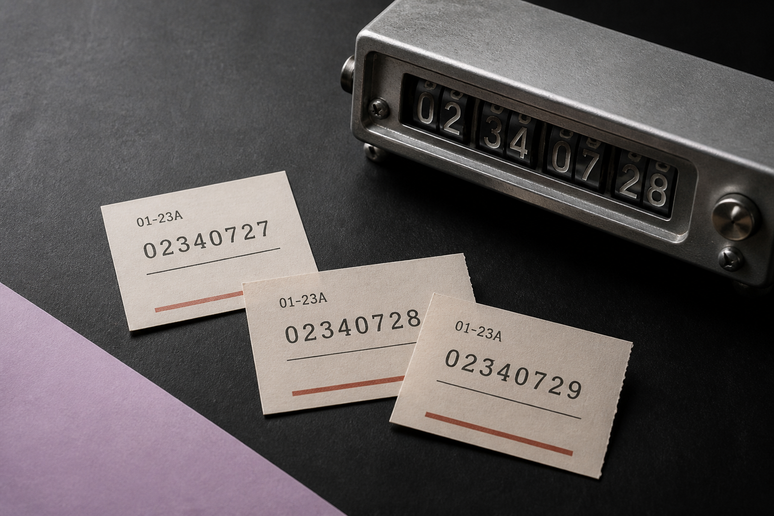Analog frame counter and ID slips